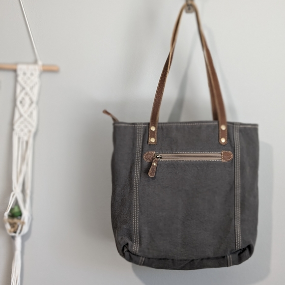 Myra Bag Canvas Floral Print Paisley Key Fob Large Tote Bag - Picture 9 of 16